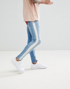 Синие джинсы скинни с полосой по бокам The Couture Club - Синий