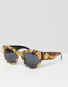 Солнцезащитные очки кошачий глаз с принтом Versace - Черный