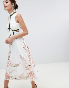 Короткое приталенное платье с бархатной отделкой Hope & Ivy - Розовый