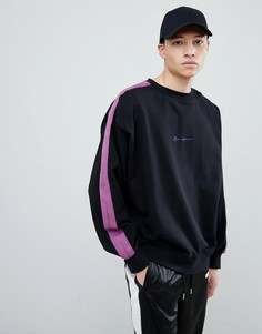 Черный oversize-свитшот с отделкой лентой Mennace - Черный