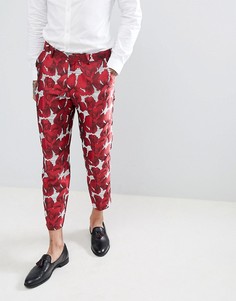 Облегающие укороченные жаккардовые брюки с цветочным принтом ASOS EDITION - Красный