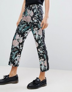 Прямые укороченные жаккардовые брюки с цветочным рисунком ASOS EDITION - Черный