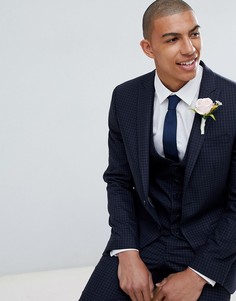 Синий облегающий пиджак в клетку River Island Wedding - Синий
