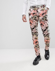 Розовые брюки скинни с цветочным принтом ASOS EDITION - Розовый