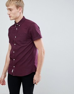 Бордовая оксфордская рубашка с короткими рукавами River Island - Красный
