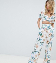 Брюки с широкими штанинами и цветочным принтом Boohoo - Белый