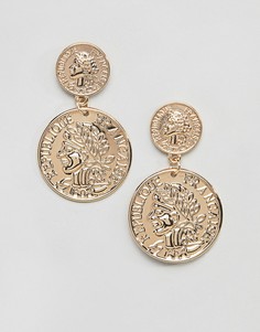 Серьги-подвески с двумя монетами Missguided - Золотой