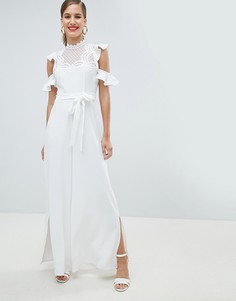 Комбинезон с вырезами на плечах и оборками River Island - Белый