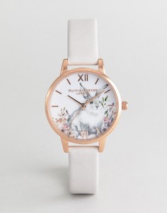 Часы с кожаным ремешком и анималистичным принтом на циферблате Olivia Burton OB16WL66 - Розовый