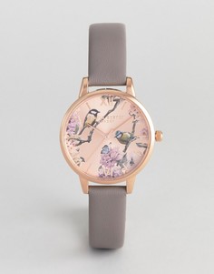 Часы с серым кожаным ремешком и цветочным принтом Olivia Burton OB16PL36 - Серый