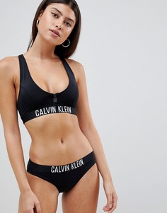 Бикини-топ с молнией и логотипом Calvin Klein - Черный