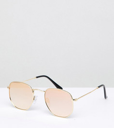 Шестигранные солнцезащитные очки с зеркальными стеклами South Beach - Розовый