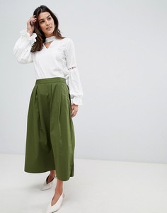 Юбка миди с плиссировкой Vila - Зеленый