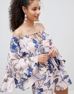 Ромпер с открытыми плечами и цветочным принтом Parisian - Розовый