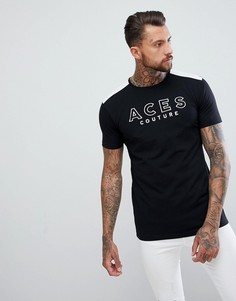 Обтягивающая черная футболка Aces Couture - Черный