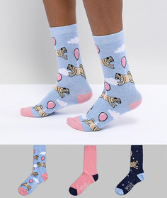 Набор из 3 пар носков с принтом Sock Shop - Мульти