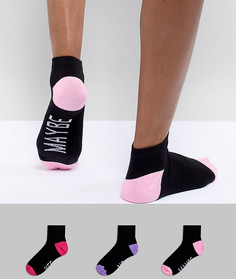 Набор из 3 пар спортивных кроссовок с надписями Yes, No и Maybe Sock Shop - Мульти