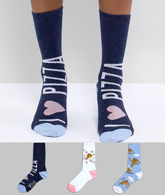 3 пары носков с принтом пиццы Sock Shop - Мульти