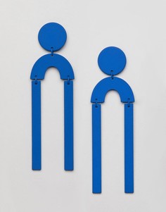 Синие серьги-подвески с геометрическим принтом Missguided - Синий