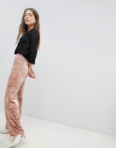 Широкие брюки из бархата с мятым эффектом JDY Mona - Розовый