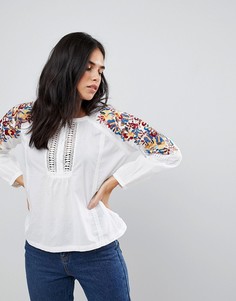 Блузка с цветочным рисунком на рукавах Hazel - Белый