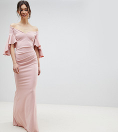 Платье макси с широким вырезом и длинными рукавами City Goddess Tall - Розовый