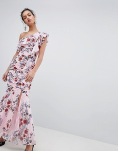 Платье макси на одно плечо с цветочным принтом Keepsake - Розовый