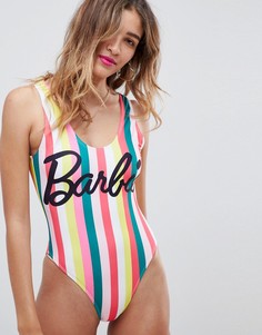 Купальник в разноцветную полоску с принтом Barbie Missguided - Мульти