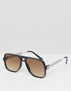 Солнцезащитные очки в черной квадратной оправе с коричневыми стеклами Spitfire - Черный
