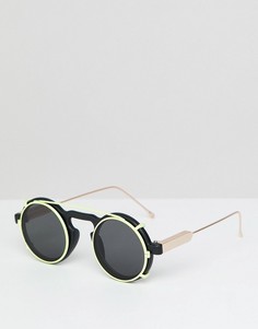 Черно-желтые круглые солнцезащитные очки Spitfire - Черный