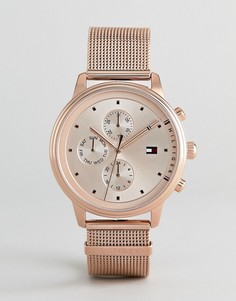 Часы цвета розового золота с сетчатым браслетом и хронографом Tommy Hilfiger 1781907 - 38 мм - Золотой