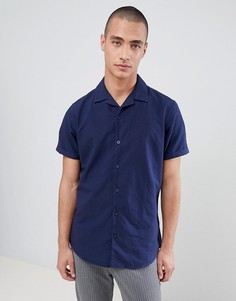 Рубашка с короткими рукавами и отложным воротником Selected Homme - Темно-синий