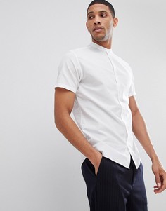 Рубашка с короткими рукавами и воротником-стойкой Selected Homme - Белый