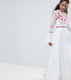 Платье макси с отделкой на лифе и плиссировкой Frock And Frill Tall - Белый