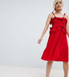 Свободное платье с оборками Lost Ink Petite - Красный