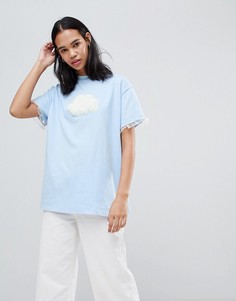 Oversize-футболка с отделкой в виде облака Lazy Oaf - Синий