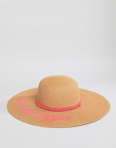Широкополая пляжная шляпа с надписью Out Of Office Boardmans - Светло-бежевый