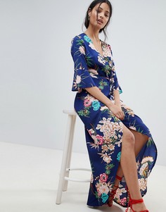 Платье макси с цветочным принтом и запахом Parisian - Синий