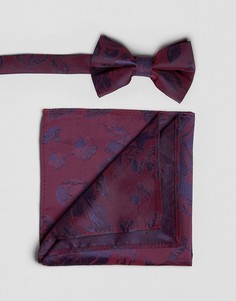 Галстук-бабочка и платок для пиджака с цветочным принтом ASOS - Красный