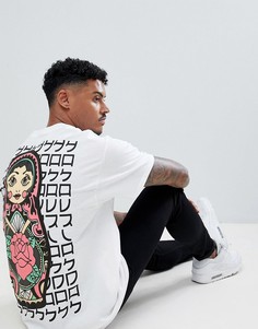 Футболка с принтом матрешки на спине HNR LDN - Белый Honour