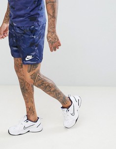 Синие трикотажные шорты с камуфляжным принтом Nike AQ0600-498 - Синий