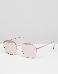Золотисто-розовые круглые солнцезащитные очки Glamorous - Золотой