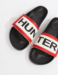 Черные шлепанцы с логотипом Hunter - Черный