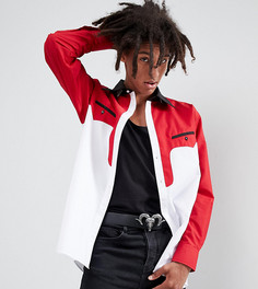 Рубашка с контрастной вставкой в стиле вестерн Sacred Hawk - Красный