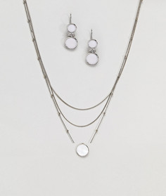 Подарочный набор с ожерельем и серьгами Nylon - Серебряный