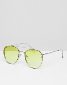 Солнцезащитные очки-авиаторы с желтыми стеклами и эффектом омбре 7x - Серебряный