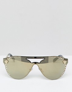 Солнцезащитные очки-авиаторы с кристаллами Swarovski от Versace - Черный