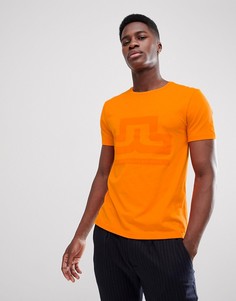 Оранжевая футболка с круглым вырезом и логотипом J Lindeberg - Оранжевый J.Lindeberg