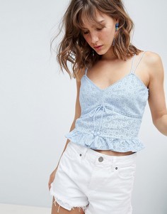 Топ на бретельках с вышивкой River Island - Синий