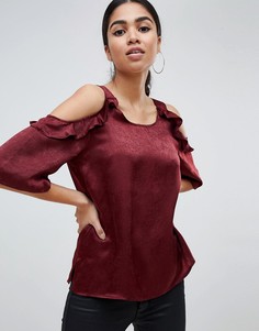 Кружевной топ с открытыми плечами AX Paris - Фиолетовый